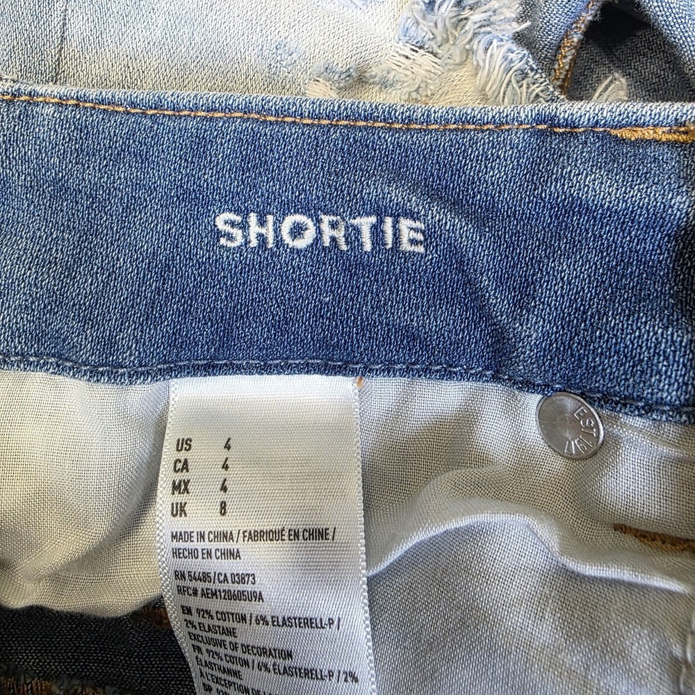 Y2K‎ American Eagle Womens 4 Shortie Micro Tie Front Distressed Cutoff Shorts - Picture 6 of 8